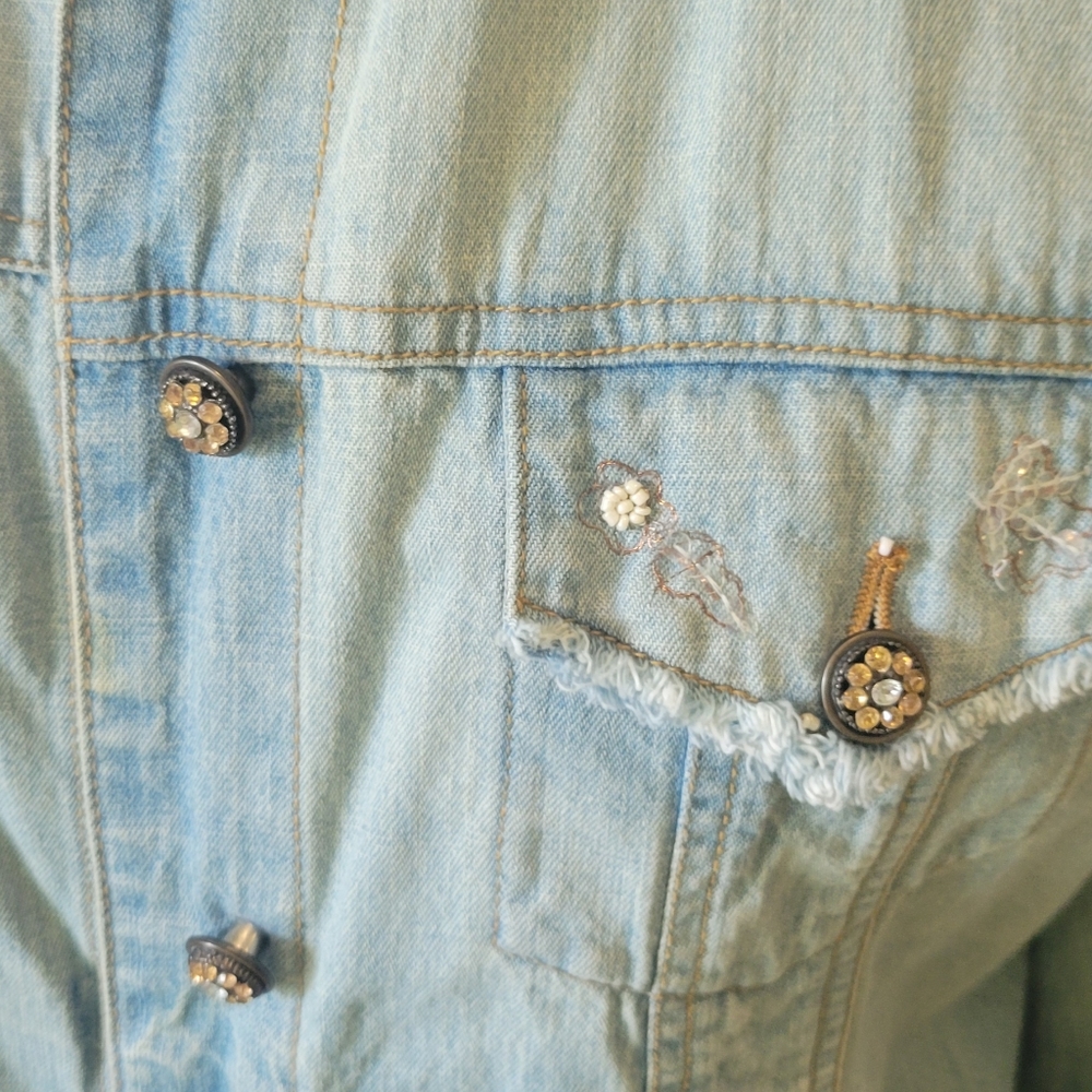 Chicos Denim Embellished Jean Jacket